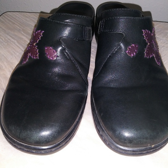 Clarks slip on shoes Black with purple Flower - Picture 4 of 8
